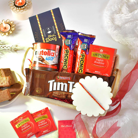 Bhaidooj Premium Chocolate & Tea Delight Gift Hamper Bhaidooj Premium Chocolate & Tea Delight Gift Hamper