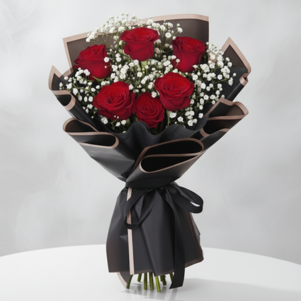 Red Roses 6 Flower Bunch