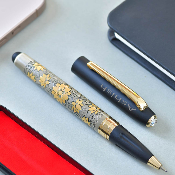 Elegant Lotus Flowers and Personalized Pen Elegant Lotus Flowers and Personalized Pen