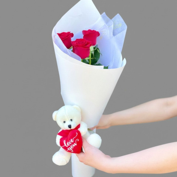 Love & Roses Teddy Bouquet