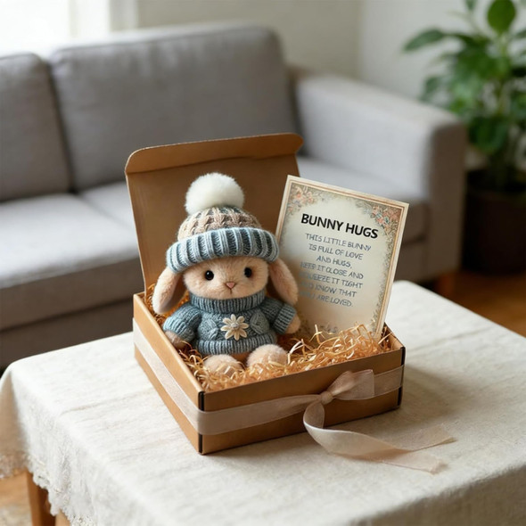 Blue Mini Bunny Easter Gift with Card