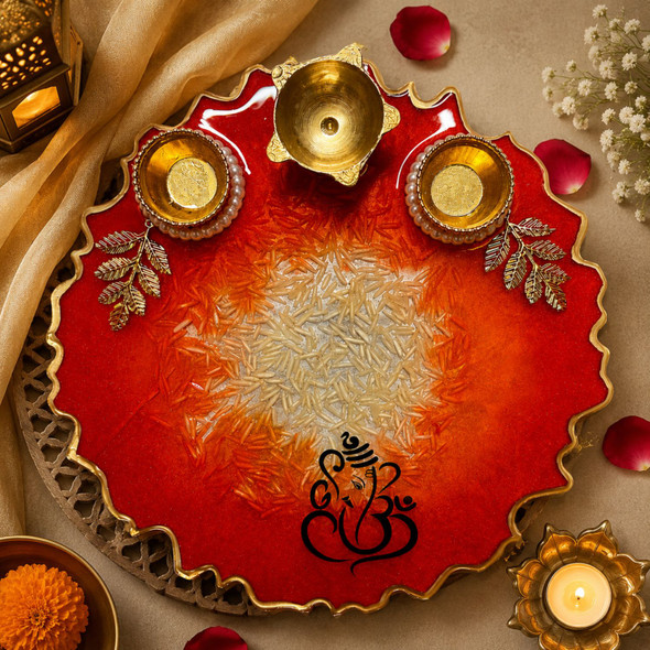 Handcrafted Ganesha Resin Pooja Thali