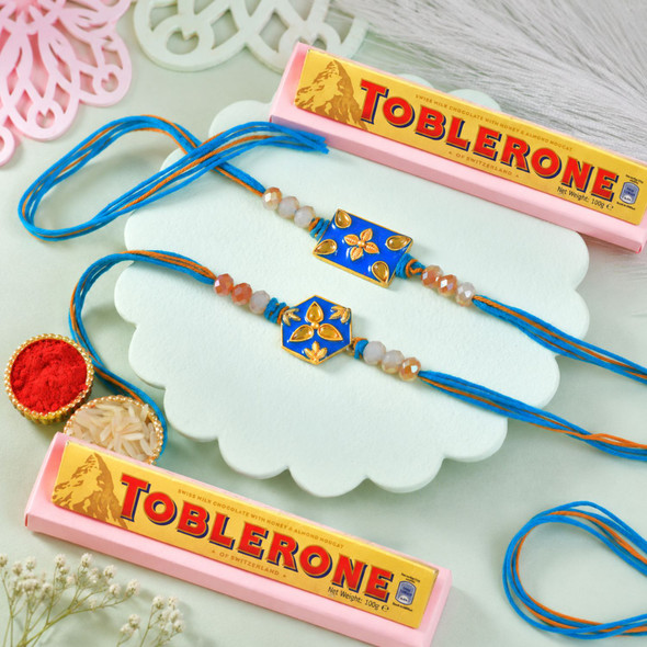 Set of 2 Designer Rakhi with Toblerone Chocolates