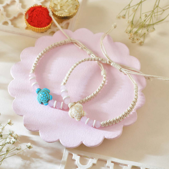 Turtle Rakhi Pair with Milk Cake Sweet