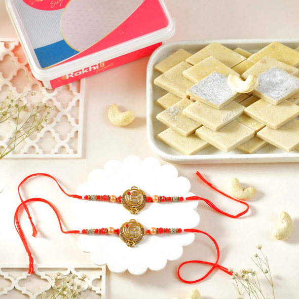 Ethnic Punjabi Rakhi With Kaju Katli