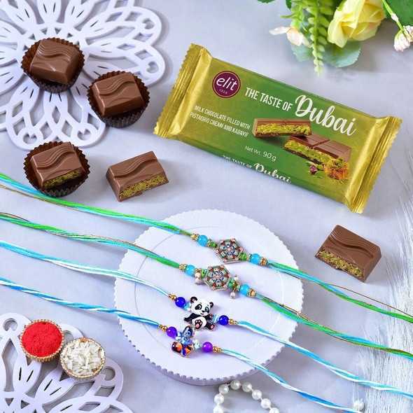 Family Rakhi Set with Dubai Chocolate