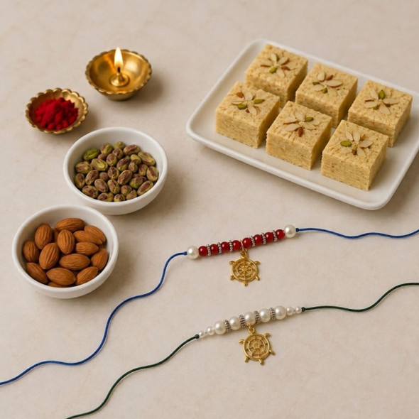 2 Rakhi with Soan Papdi and Dry nuts