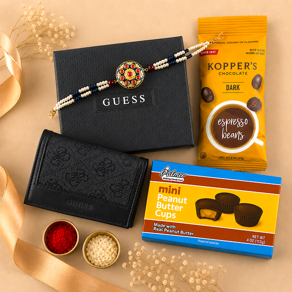 Guess Wallet Rakhi Combo