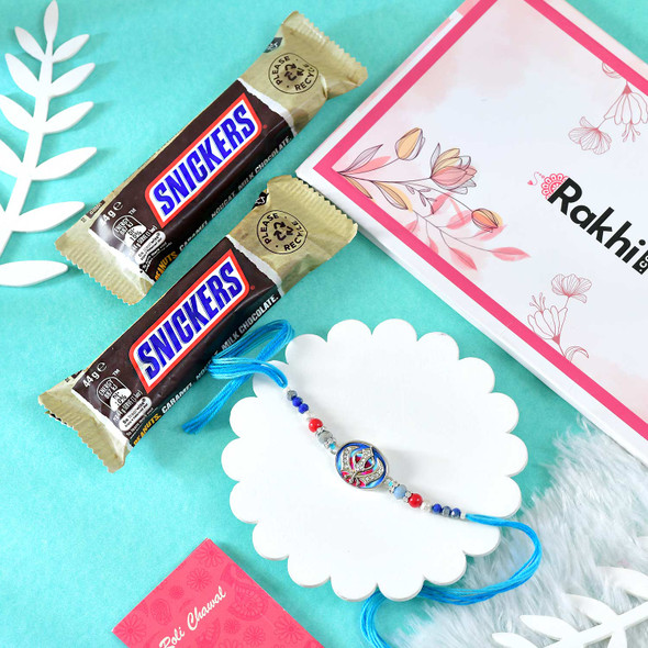 Punjabi Khanda Rakhi with Snickers Chocolates