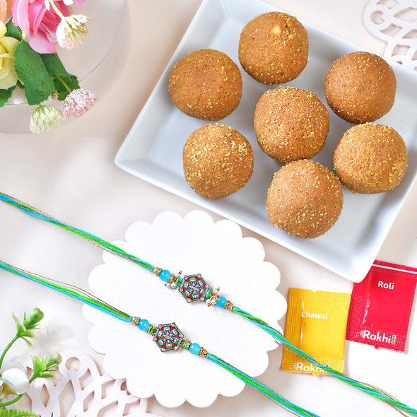 Premium Rakhi Pair with Besan Ladoo