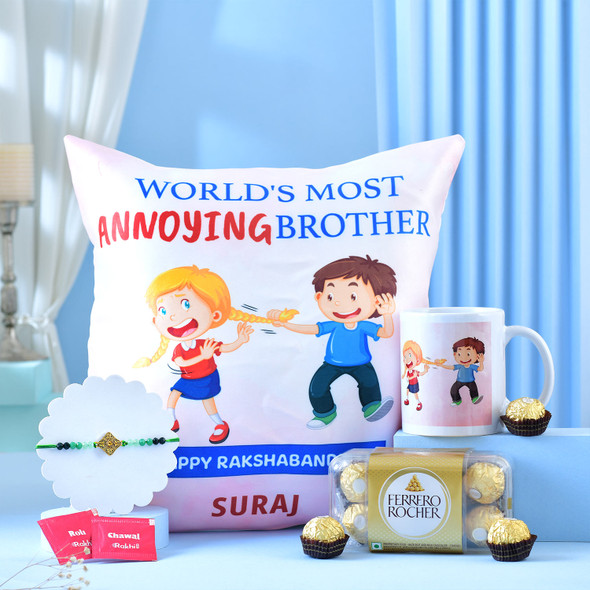 Personalized "Annoying Brother" Rakhi Gift Hamper