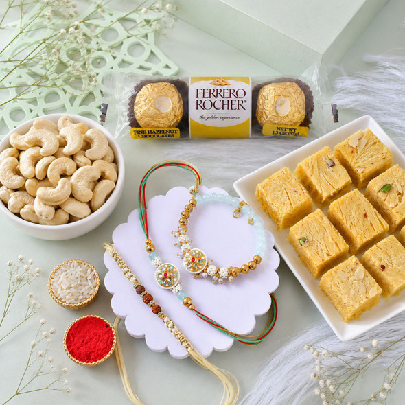 Designer Rakhis with Festive Gourmet Combo