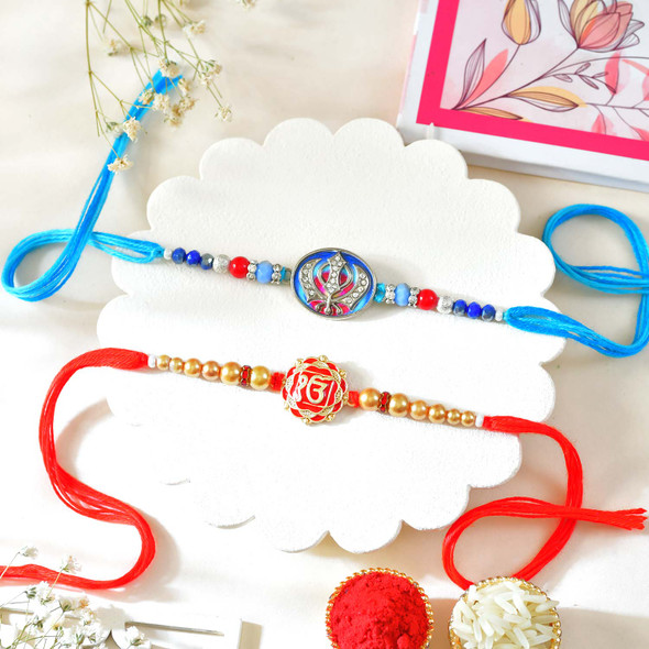 Divine Sikh Symbol Rakhi Duo