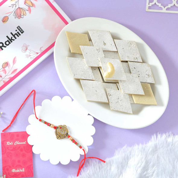 Traditional Punjabi Rakhi With Kaju Katli