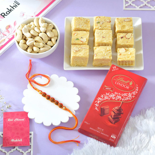 Kesariya Rudraksh Rakhi Festive Hamper