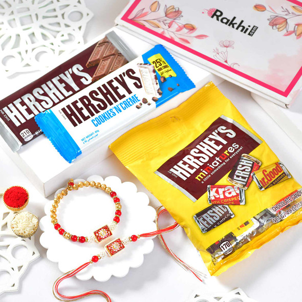 Bhaiya Bhabhi Rakhi Hershey Chocolates Hamper