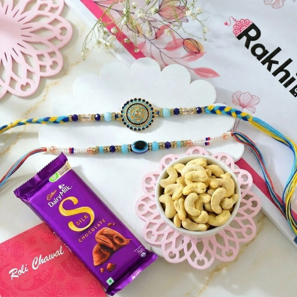 Raja Rani Rakhi With Chocolate & Cashew
