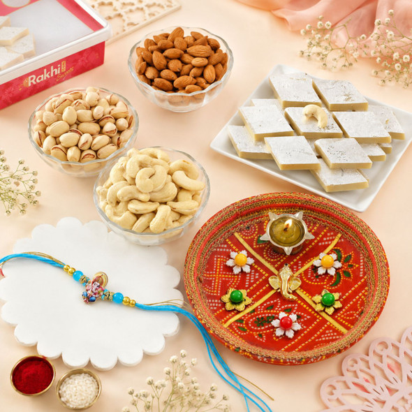Ganesha Blessings Sweet & Dry Fruit Rakhi Hamper