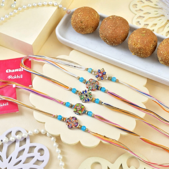 Set of 5 Rakhi and Besan Laddu