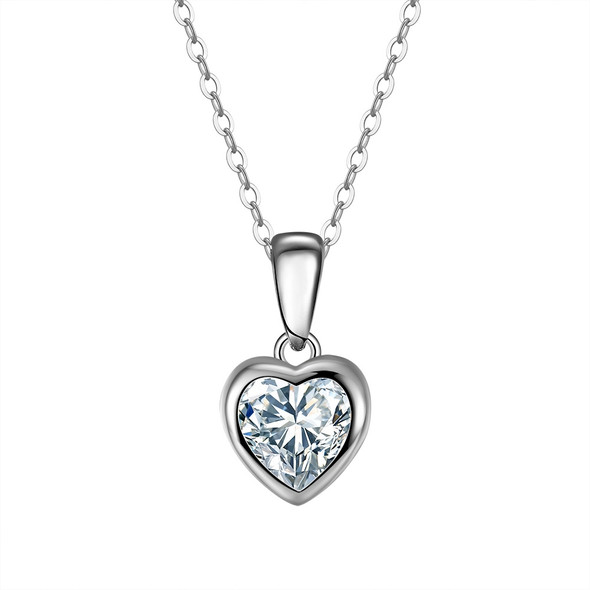 Radiant Heart Solitaire Pendant Necklace in 925 Sterling Silver
