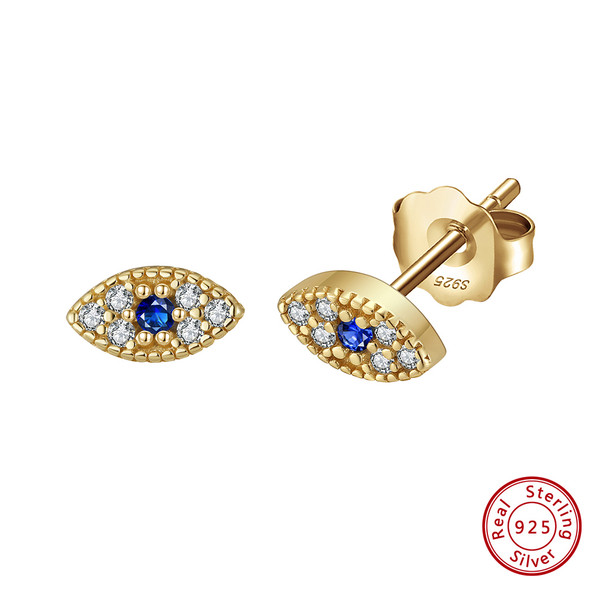 Blue Evil Eye 925 Sterling Silver Stud Earrings