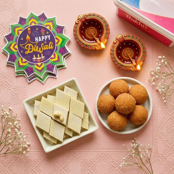 Diwali Diyas & Sweets Hamper