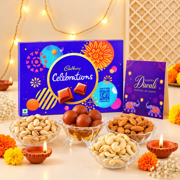 Diwali Mithai, Chocolates and Nuts Celebration Gift Hamper
