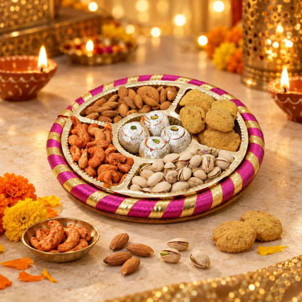 Festive Kaju & Dry Fruit Pink Thali