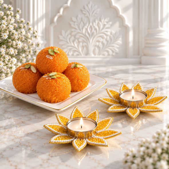 Laddu And Diyas For Diwali