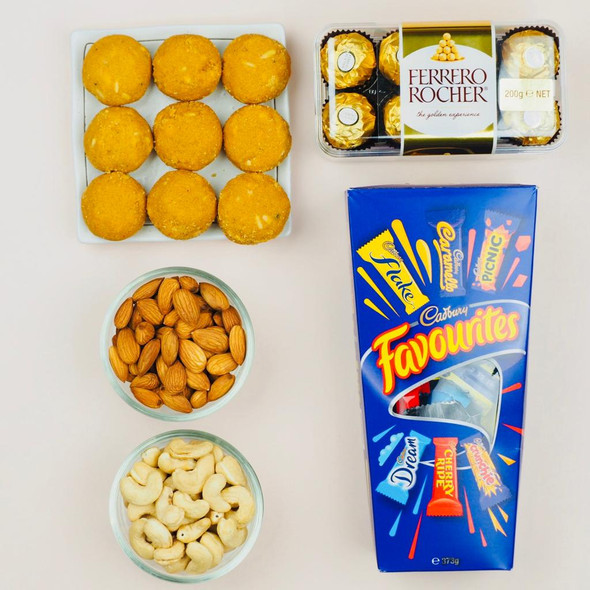 Send Besan Laddu with Chocolates and Dry Fruits Online to Australia