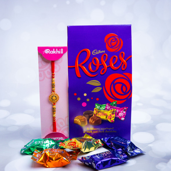 Beautiful Rakhi With Variety Flavours Of Chocolates - For Australia