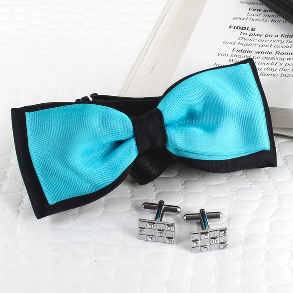 Silver Cufflink And Micro Jacquard Panel Bow