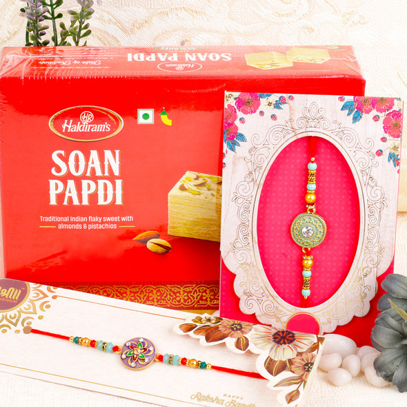 Two Brother Rakhi with Soan Papdi - For UK