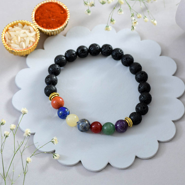 Powerful Lava Stone Seven Chakra Rakhi
