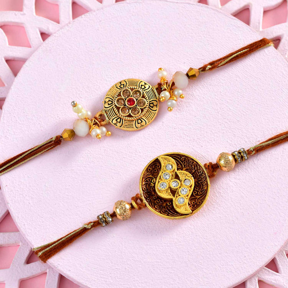 Golden Moti Duos Rakhi