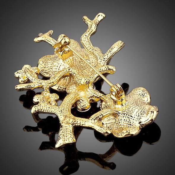 18K Gold Plated SWA ELEMENTS Mutilcolour Austrian Crystal The Plum Blossom Branches Design Brooch