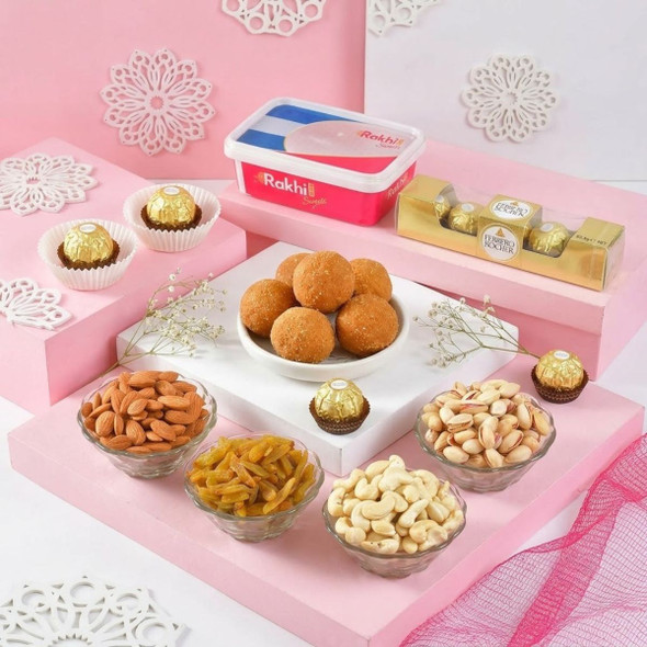 Assorted Dryfruits with Besan Laddoo & Ferrero Rocher