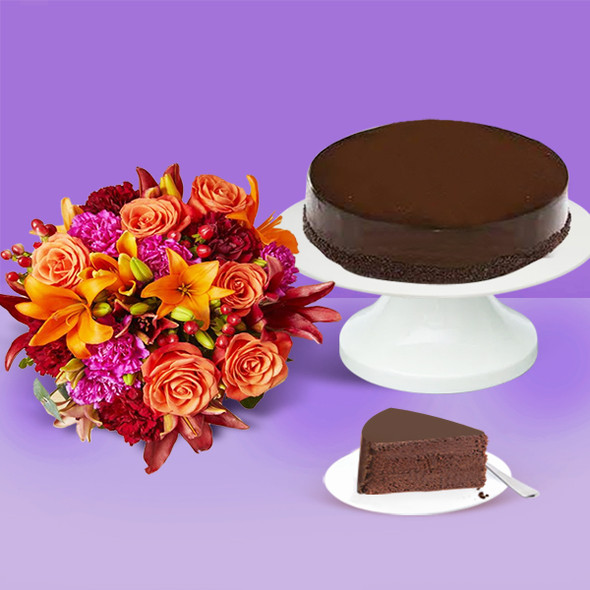 Flowers and Chocolate Cake