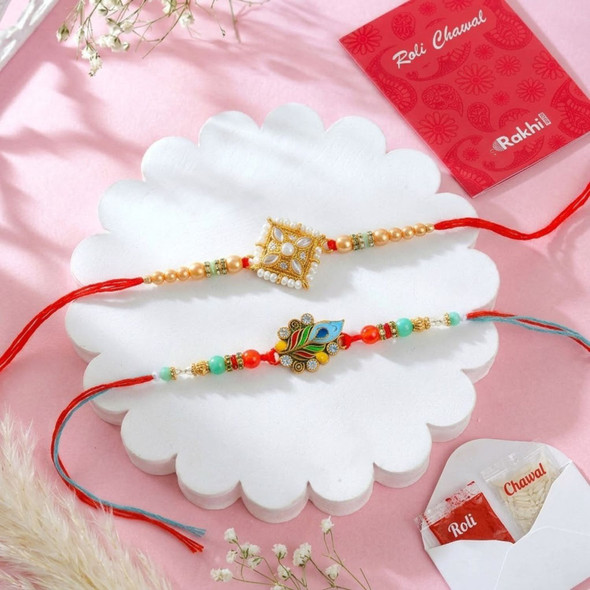 Floral Set of 2 Rakhis for Brother