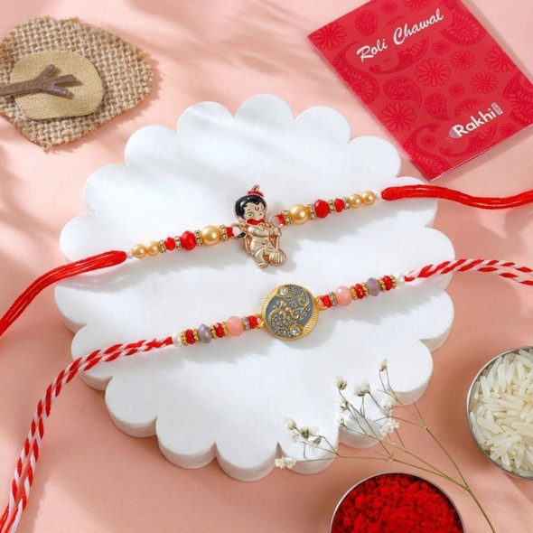 Set of Bal Hanuman & Metallic Rakhi