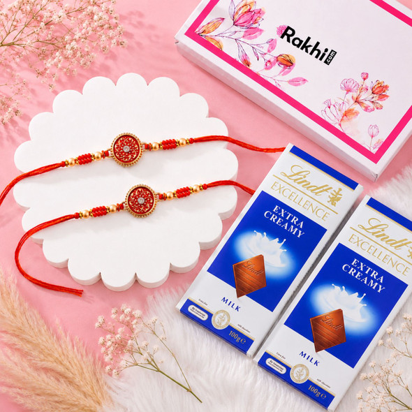 Set of 2 Brother Rakhi with Lindt Chocolates