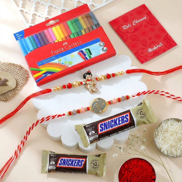Set of 2 Rakhi with Colors & Chocolates