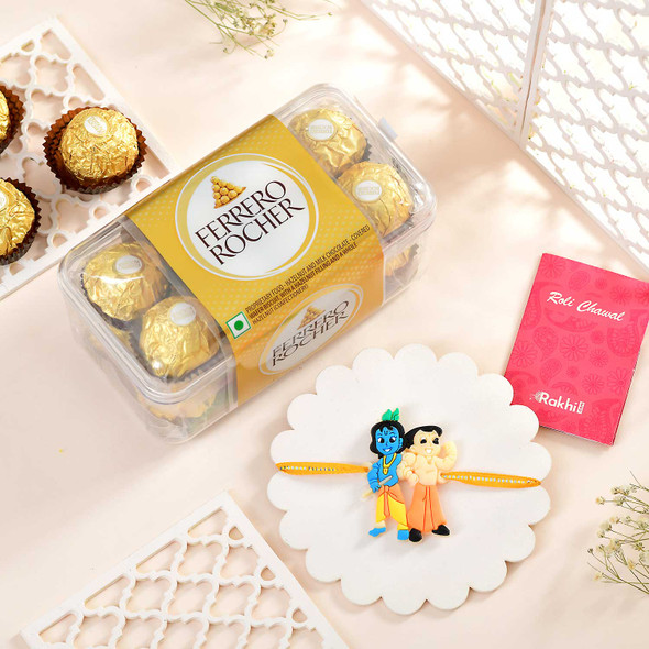 Krishna & Bheem Kids Rakhi With Ferrero Rocher