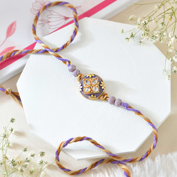 Beautiful Purple Rakhi With Dry Fruits