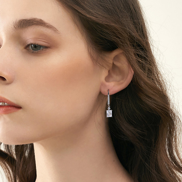 925 Sterling Silver Premium Plated Zirconia Earrings