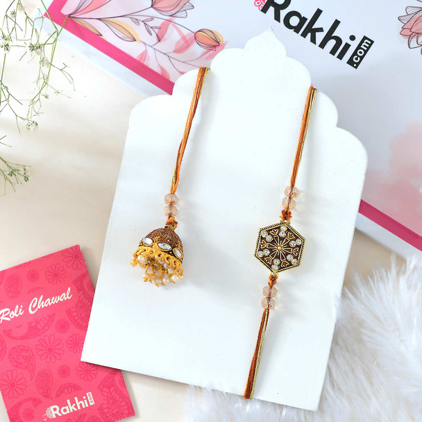 Traditional Bhaiya Bhabhi Rakhi Set - For USA