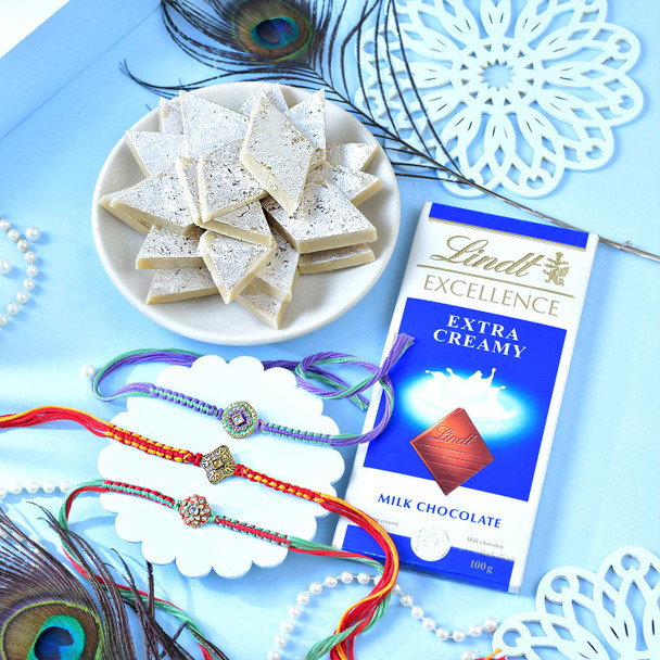 Premium Hamper of 3 Designer Rakhi