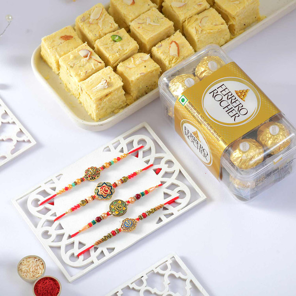 4 Religious Punjabi Rakhi Sweet & Choco Hamper