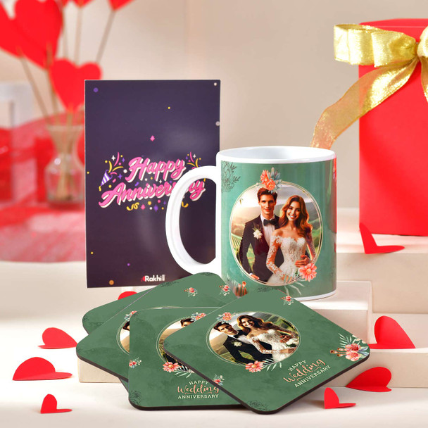 Wedding Anniversary Personalised Mug and Tea Coaster Combo