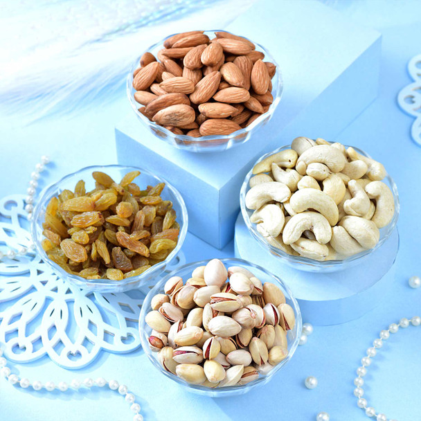 Three Traditional Rakhi Dry Fruit Hamper